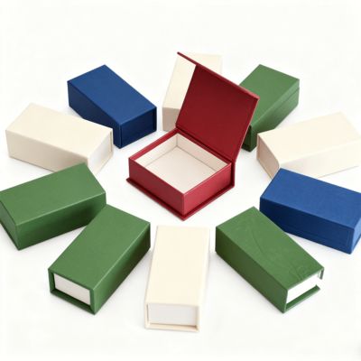 Kotak Dupa Clamshell Persegi Panjang Warna Solid Mewah Kemasan Kertas Kraft Kustom Untuk Hadiah Kotak Kaku Lapisan Spons Stamping