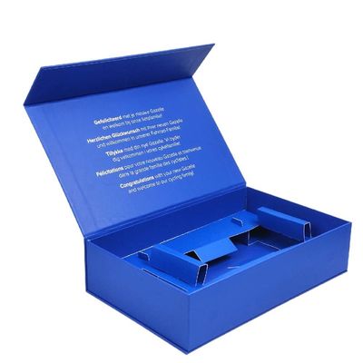 Daur ulang kertas biru slide pembungkus laci karton terbuka untuk perawatan kulit yang elegan
