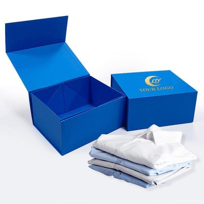 Custom Clothing Luxury Rigid Box dengan Gold Foil Stamping dan Blue Magnetic Closure