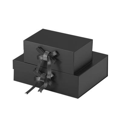 A5 Deep Rigid Collapsible Box Folding Magnetic Gift Box Dengan Desain Ribbon Bow Tie