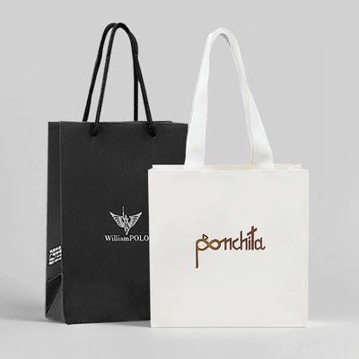 Tas Belanja Kertas Pakaian Mewah Tas Hadiah Putih Dengan Genggam Pita