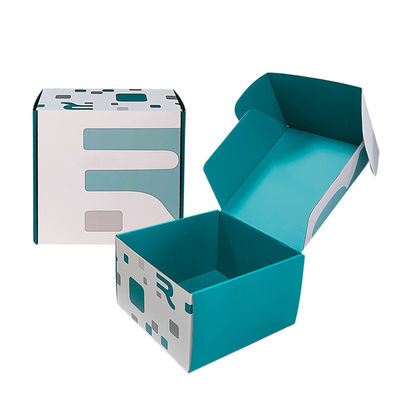 Custom Size Logo Biru Putih Campuran Kotak Pengiriman Surat Kraft Daur Ulang Corrugated Mailer Box