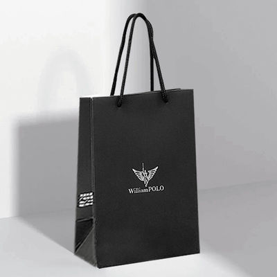 Tas Kertas Putih Hitam Biasa Untuk Pakaian Berbelanja Dengan Logo Anda Sendiri Ditcetak