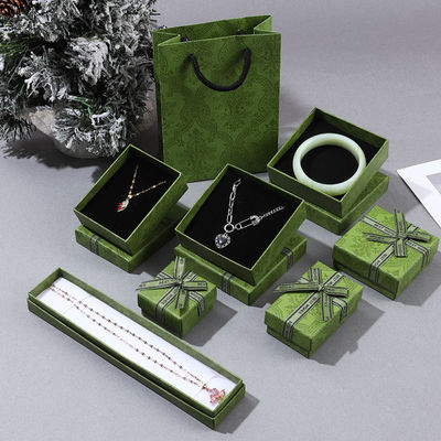 Custom Dark Green Cardboard Paperboard Packaging Box For Jewelry Necklace Bracelet Rings Drawer Gift With Printed Logo Perhiasan dengan logo yang dicetak